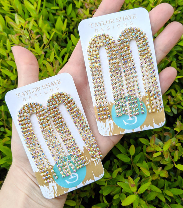 Rhinestone Chain Tassel Drops - Taylor Shaye