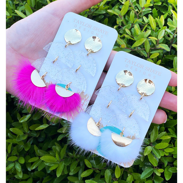 Double Clear Glitter Tassel Drops - Taylor Shaye