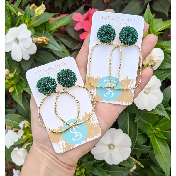 Glitter Top Hoops Earrings - Taylor Shaye