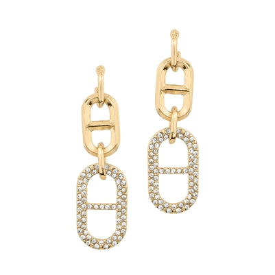 Gold Pave Open Drop 1.5" Earring