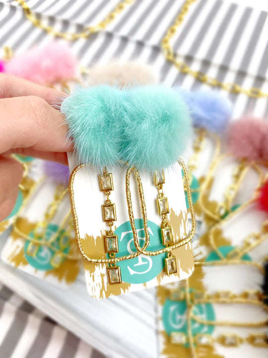 Puff Crystal Drop CZ Hoops - Taylor Shaye