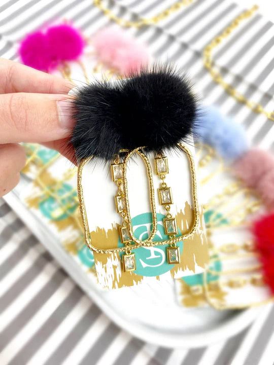 Puff Crystal Drop CZ Hoops - Taylor Shaye