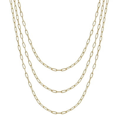 Gold Triple Layered Chain 16"-18" Necklace