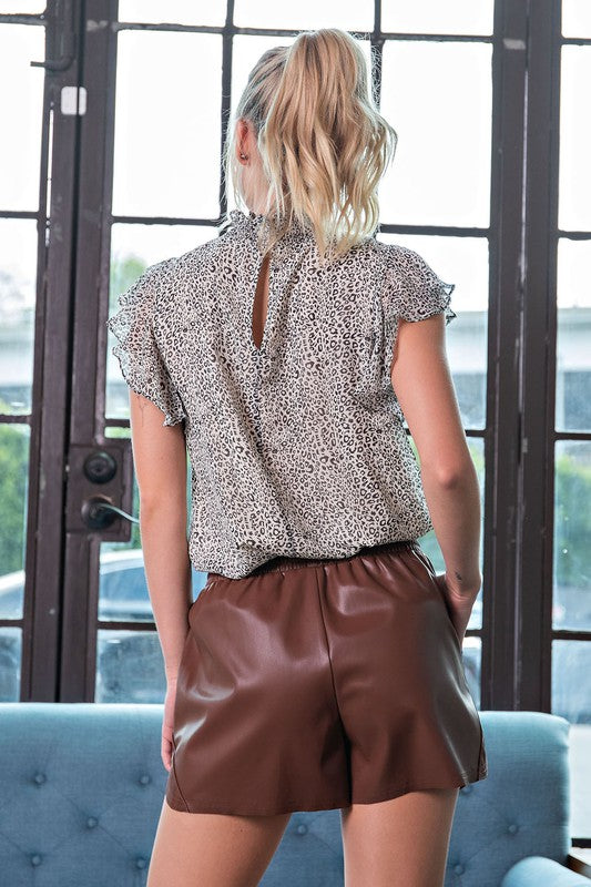 Fall Babe Faux Leather Shorts - Brown