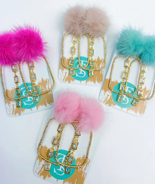 Puff Crystal Drop CZ Hoops - Taylor Shaye