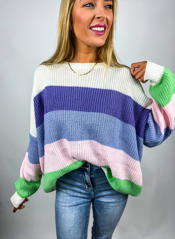 Thought You Should Know Pastel Striped Sweater