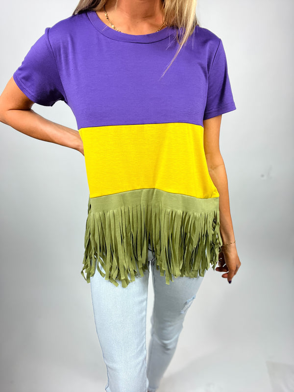 Fun in Fringe Mardi Gras Top
