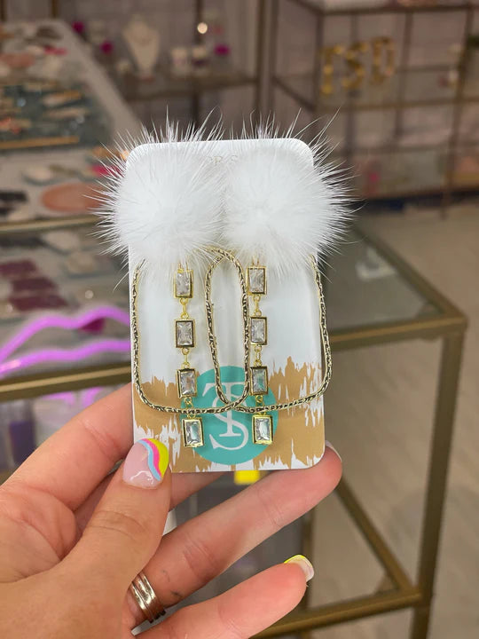 Puff Crystal Drop CZ Hoops - Taylor Shaye