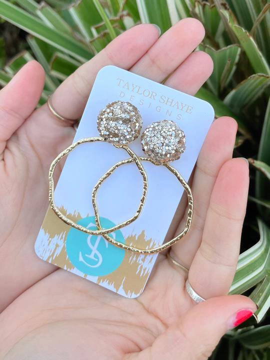 Glitter Top Hoops Earrings - Taylor Shaye