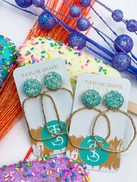 Glitter Top Hoops Earrings - Taylor Shaye