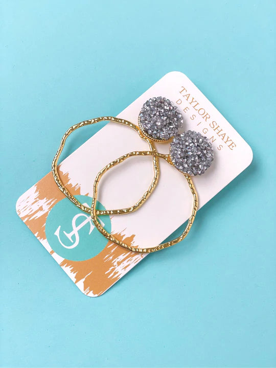 Glitter Top Hoops Earrings - Taylor Shaye