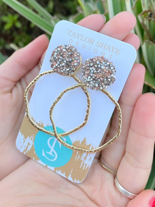 Glitter Top Hoops Earrings - Taylor Shaye