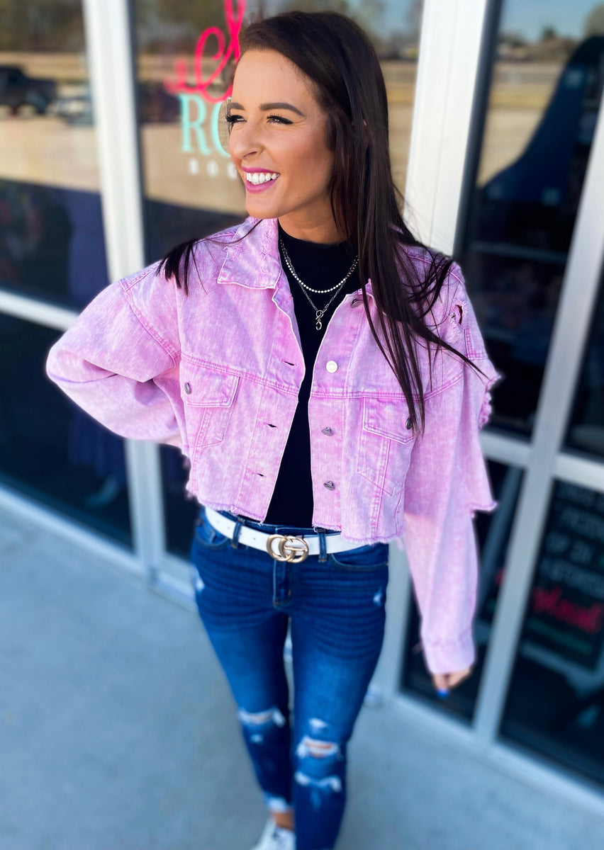 Crop It Like It's Hot Pink Denim Jacket – Savage Roots Boutique