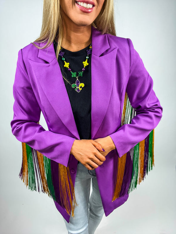 Mardi Gras Fringe Blazer