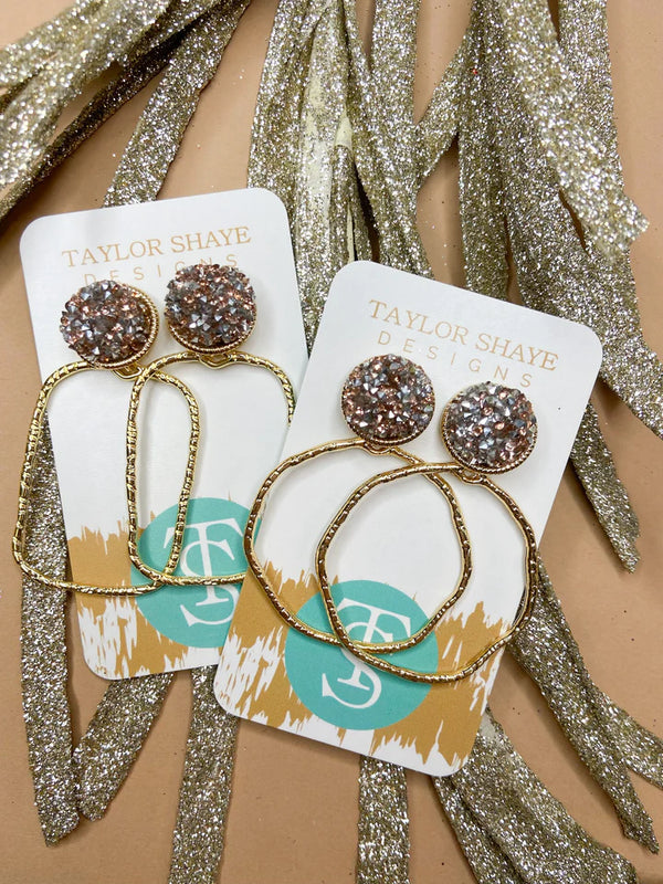 Glitter Top Hoops Earrings - Taylor Shaye