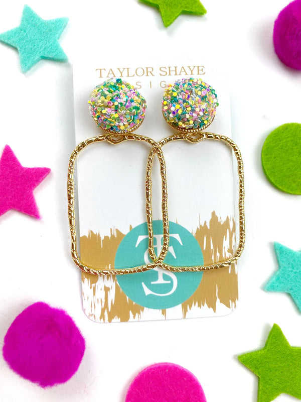 Glitter Top Hoops Earrings - Taylor Shaye