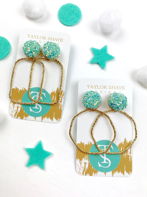 Glitter Top Hoops Earrings - Taylor Shaye