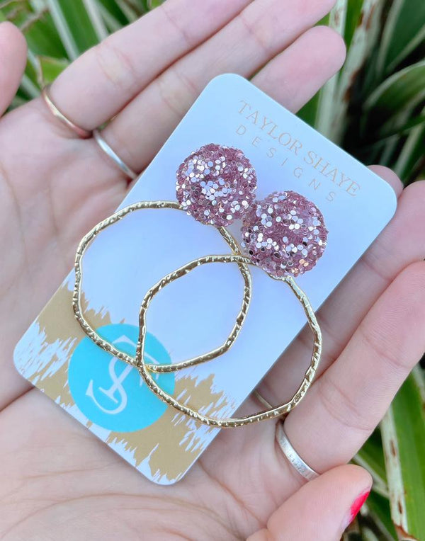 Glitter Top Hoops Earrings - Taylor Shaye