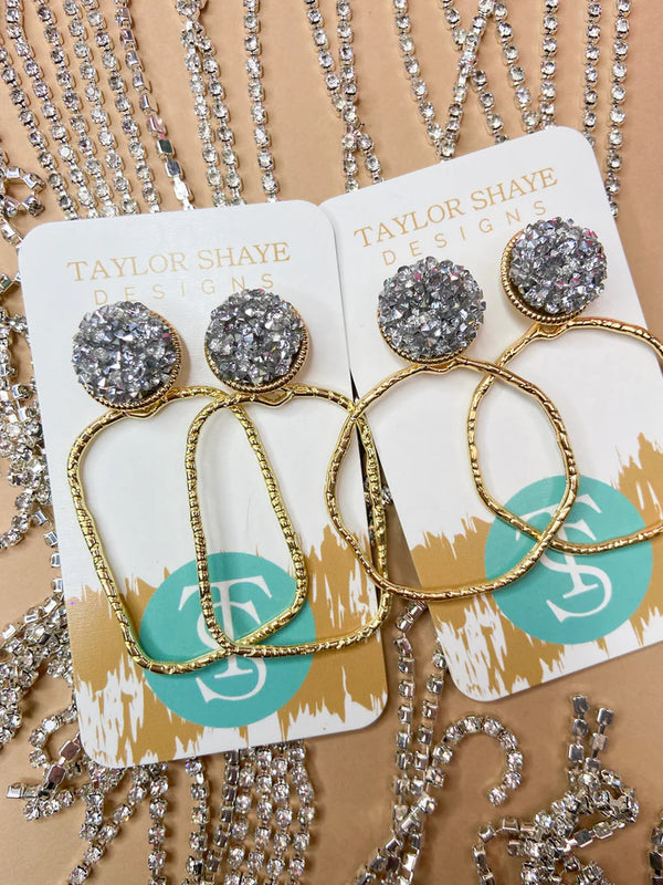 Glitter Top Hoops Earrings - Taylor Shaye