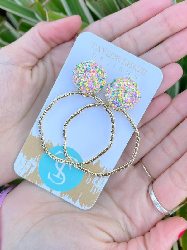 Glitter Top Hoops Earrings - Taylor Shaye