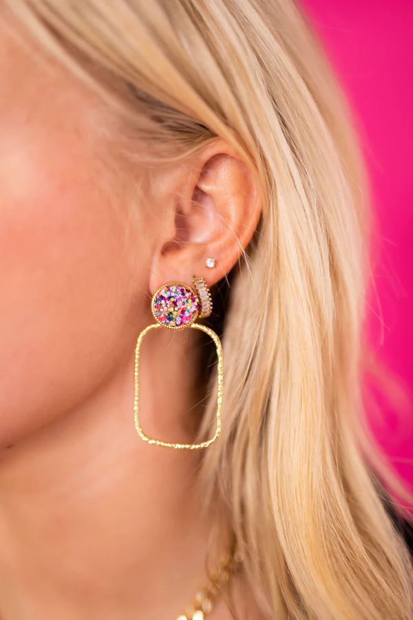 Glitter Top Hoops Earrings - Taylor Shaye