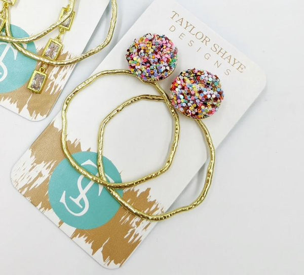 Glitter Top Hoops Earrings - Taylor Shaye