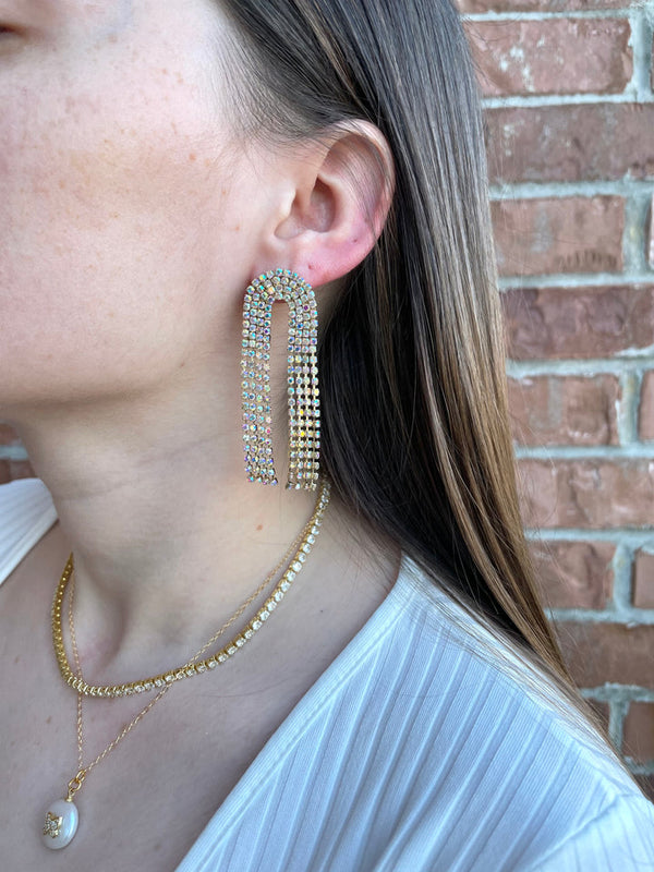 Rhinestone Chain Tassel Drops - Taylor Shaye