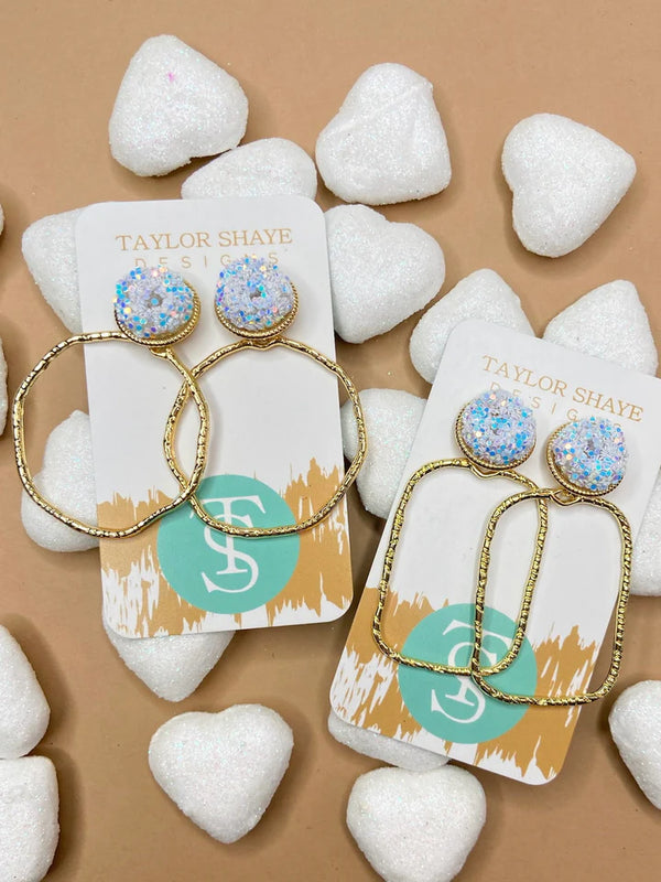 Glitter Top Hoops Earrings - Taylor Shaye