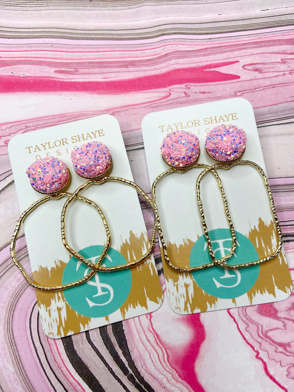 Glitter Top Hoops Earrings - Taylor Shaye