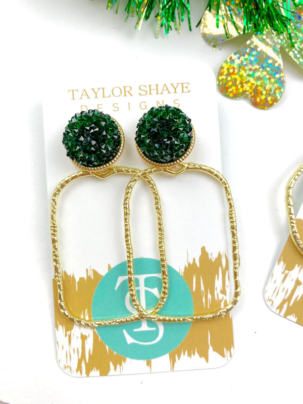 Glitter Top Hoops Earrings - Taylor Shaye