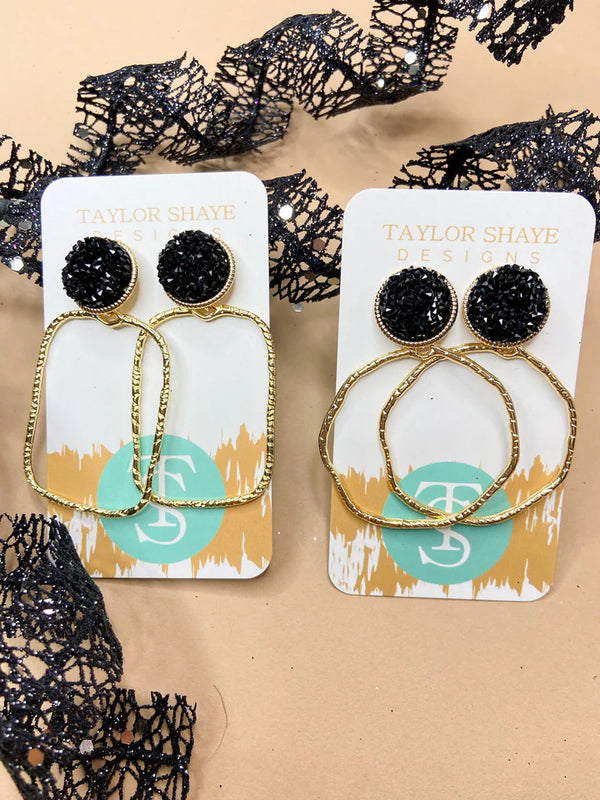 Glitter Top Hoops Earrings - Taylor Shaye