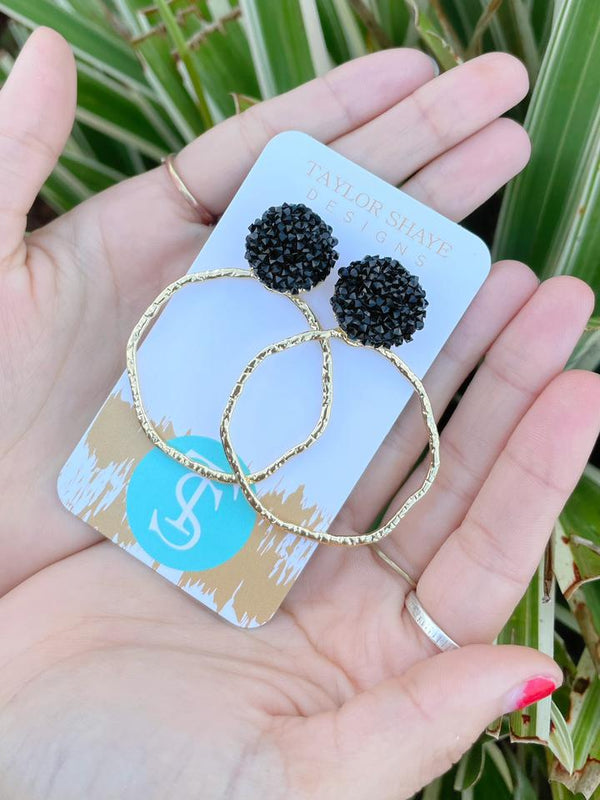 Glitter Top Hoops Earrings - Taylor Shaye