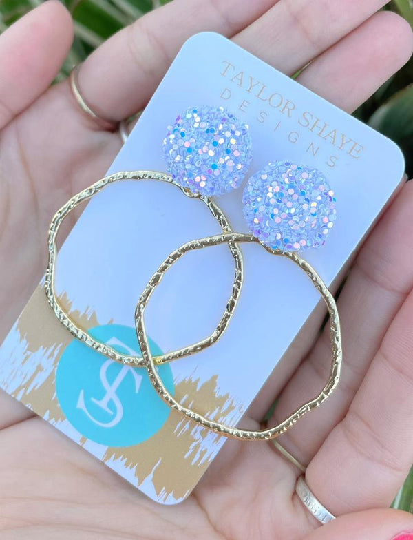 Glitter Top Hoops Earrings - Taylor Shaye