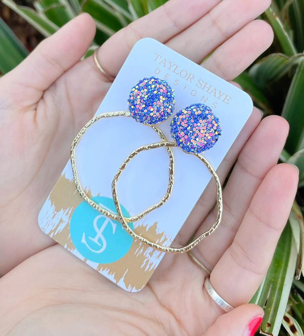 Glitter Top Hoops Earrings - Taylor Shaye