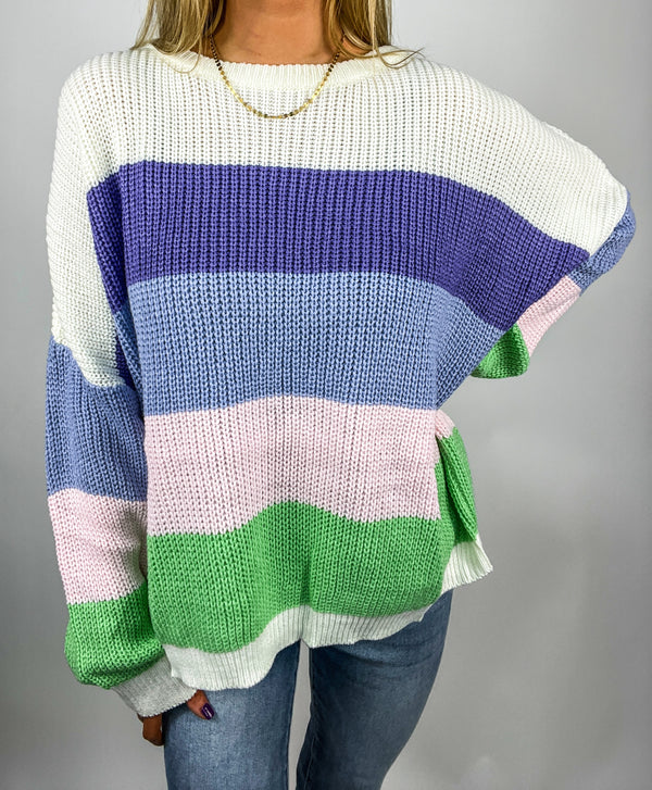 Thought You Should Know Pastel Striped Sweater