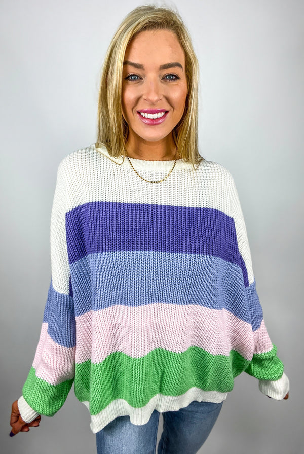 Thought You Should Know Pastel Striped Sweater