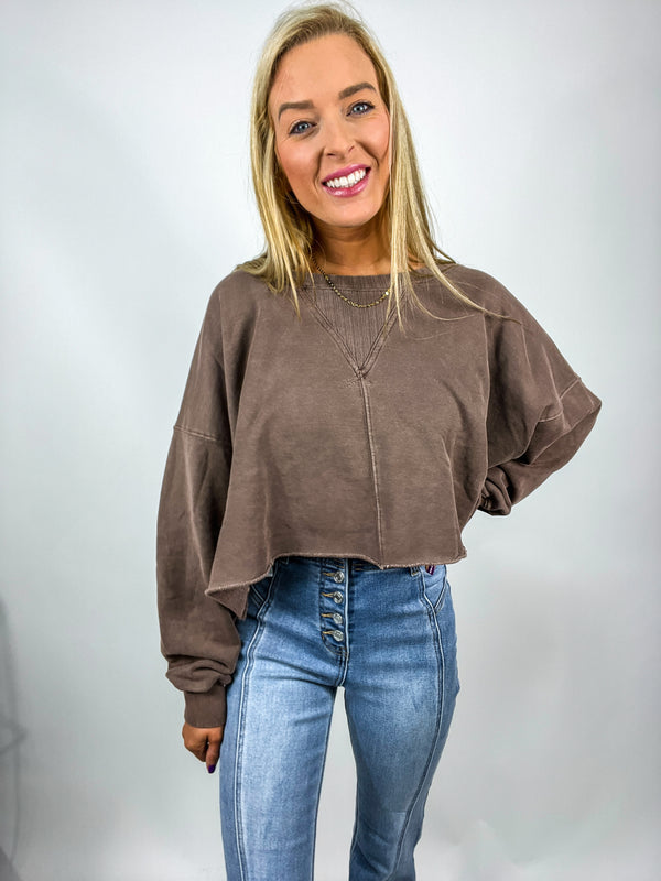 Cocoa Cozy Cropped Sweatshirt