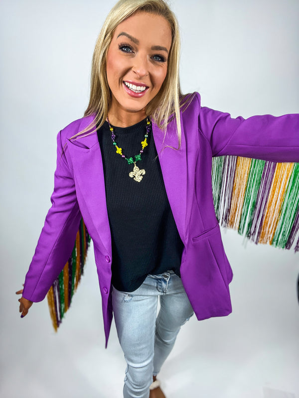 Mardi Gras Fringe Blazer
