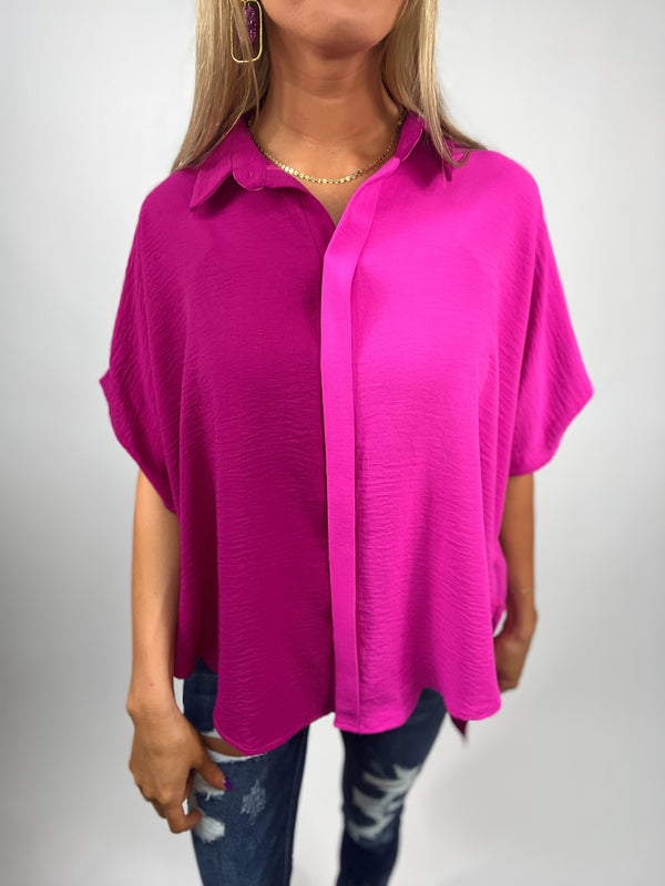 Crazy In Love Pink and Berry Button Down Blouse