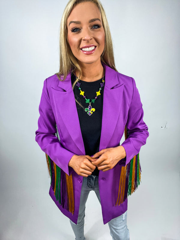 Mardi Gras Fringe Blazer