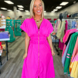 The Pink Pop Zip Midi Dress
