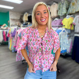 Sweet Meadow Floral Top | Pink