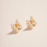 Candy Corn Bow Enamel Post Earrings Jewelry