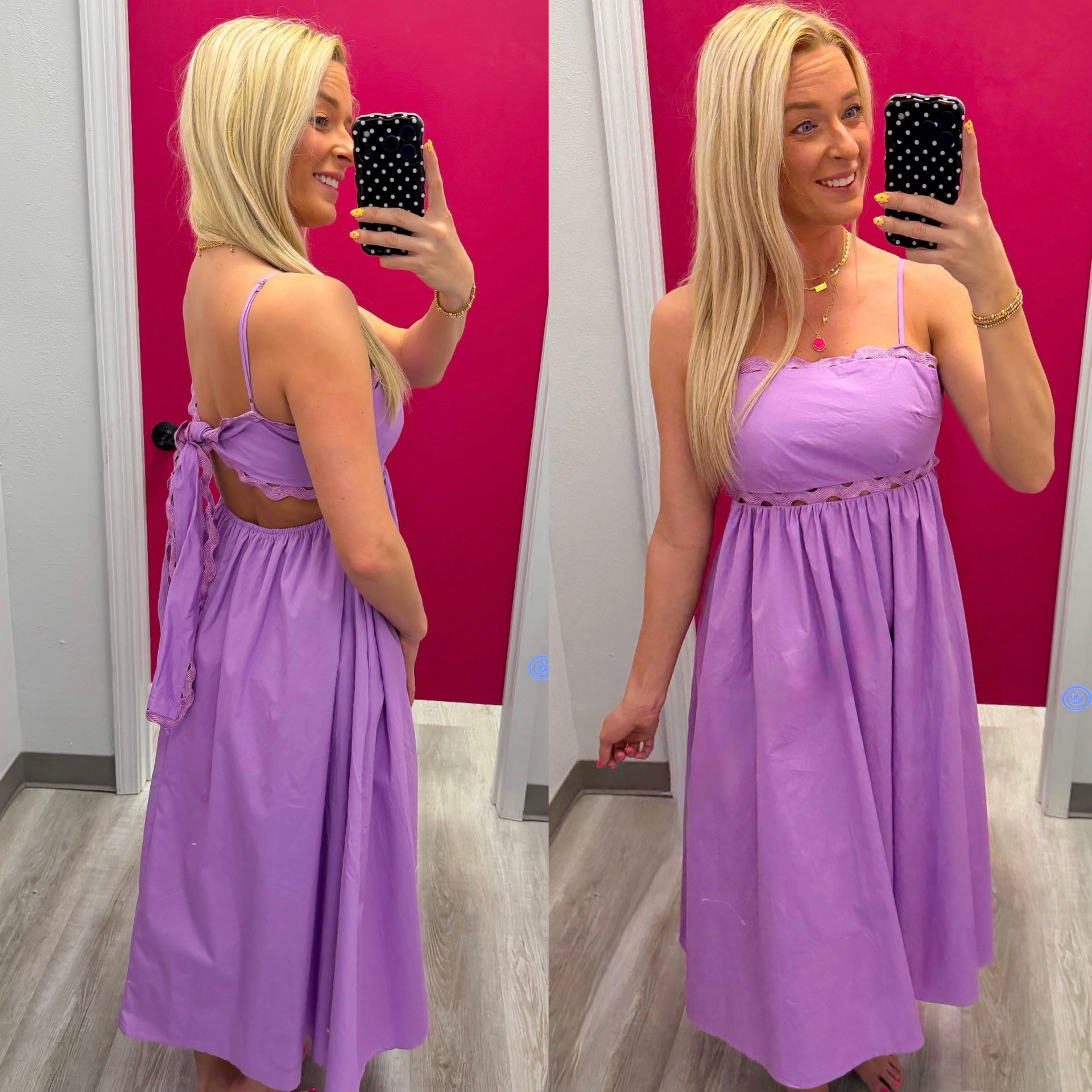 Lavender Beauty Bow Back Midi Dress