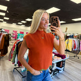 Pumpkin Scallop Contrast Trim Sweater