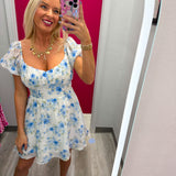Floral Corset Detail Back Tie Mini Dress
