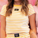 LM-STRIPE BABY DOLL TOP-YELLOW