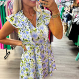 Blue Green Lightweight Floral Dress