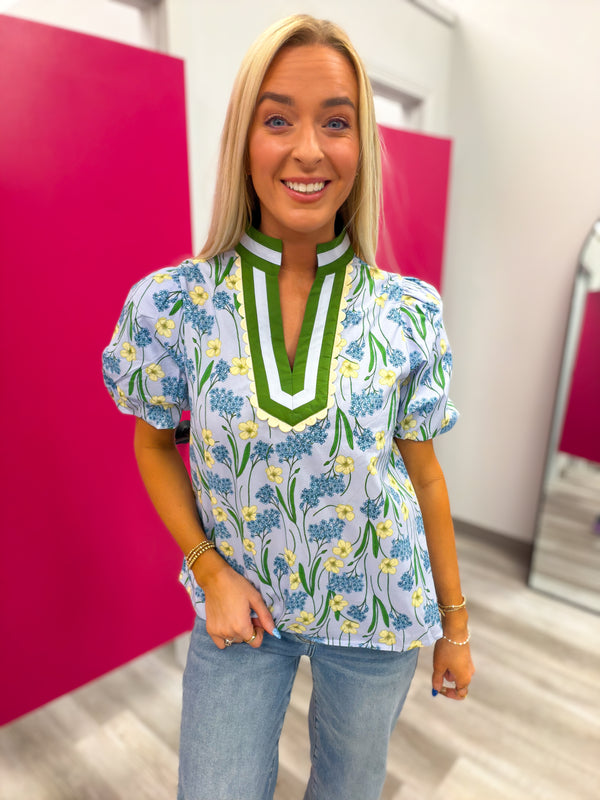 The Southern Charm Floral Top | Blue