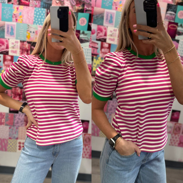 Striped Pink and Green Top